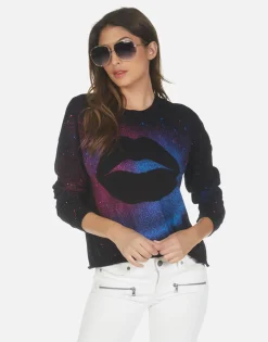 Best Sale Galaxy Lip Women'S L/S Crop Pullover Tee | Luella By Women Long Sleeve
