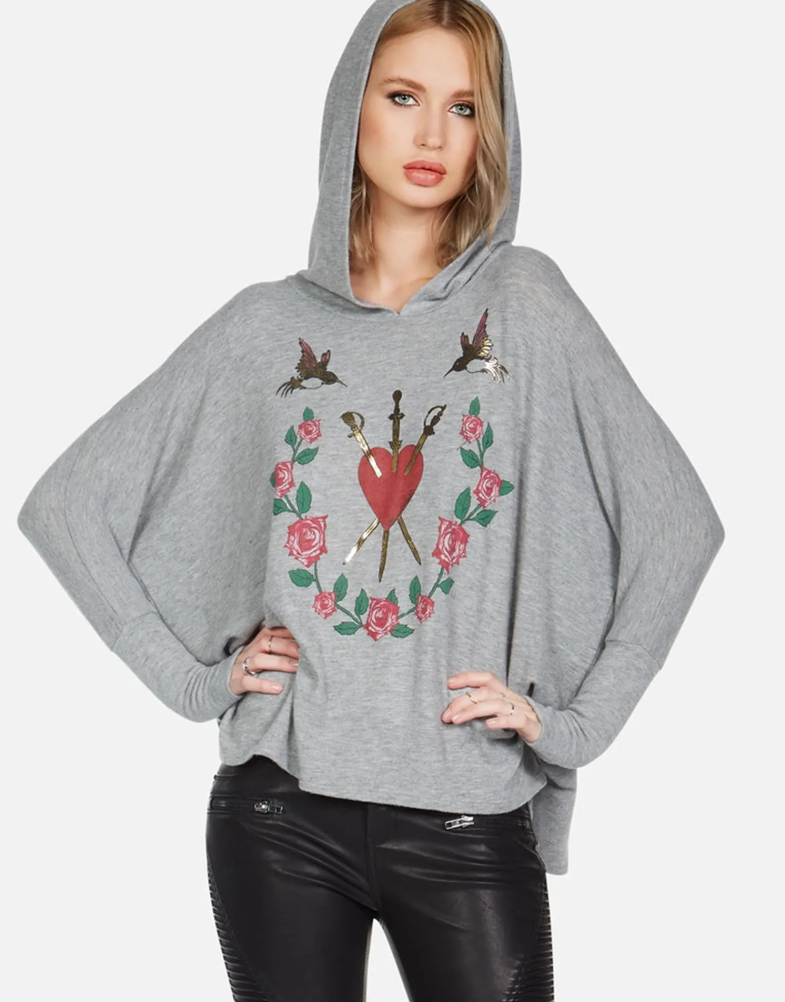 Sale Garden Of Love Oversized Pullover W/ Hood | Wilma By Women Hoodies