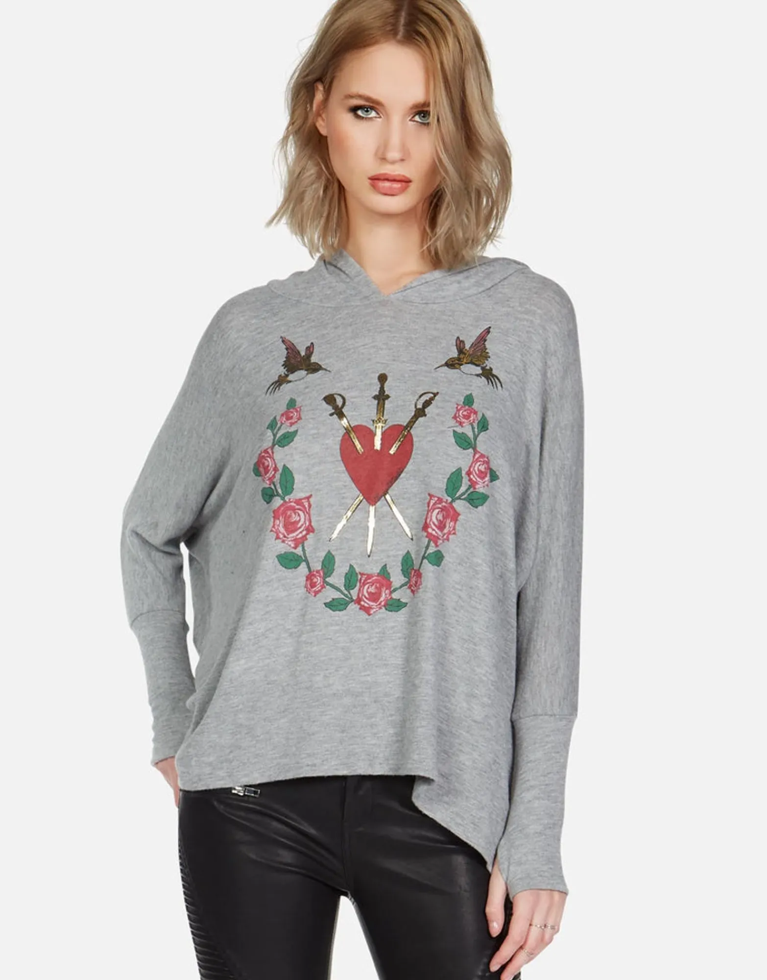 Sale Garden Of Love Oversized Pullover W/ Hood | Wilma By Women Hoodies