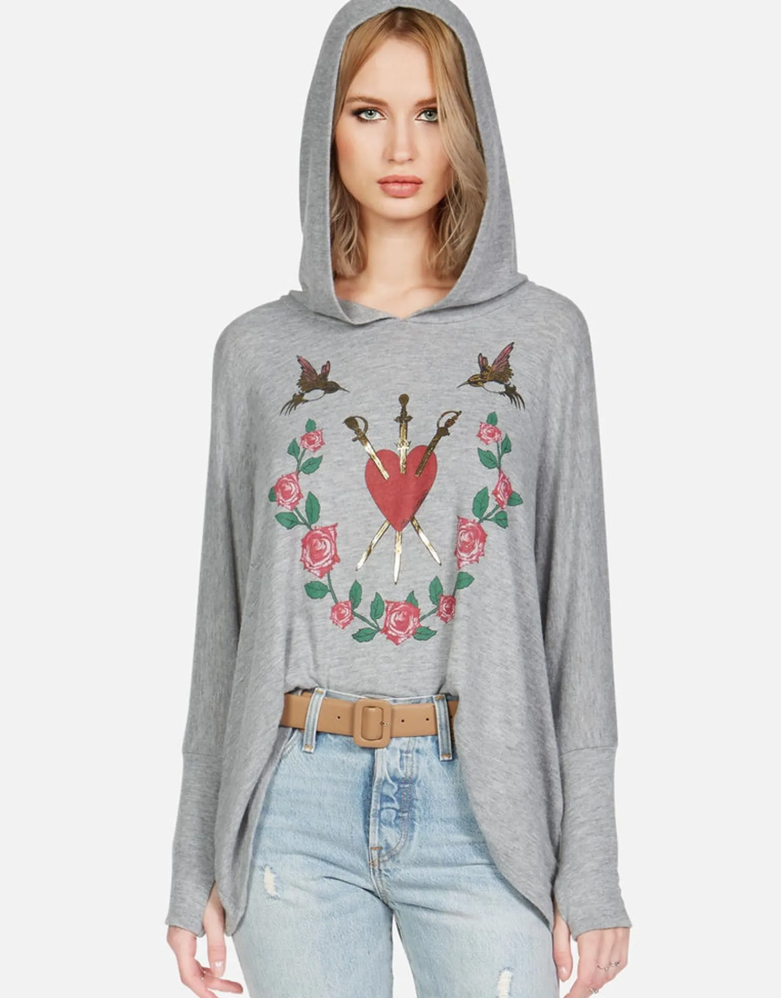 Sale Garden Of Love Oversized Pullover W/ Hood | Wilma By Women Hoodies
