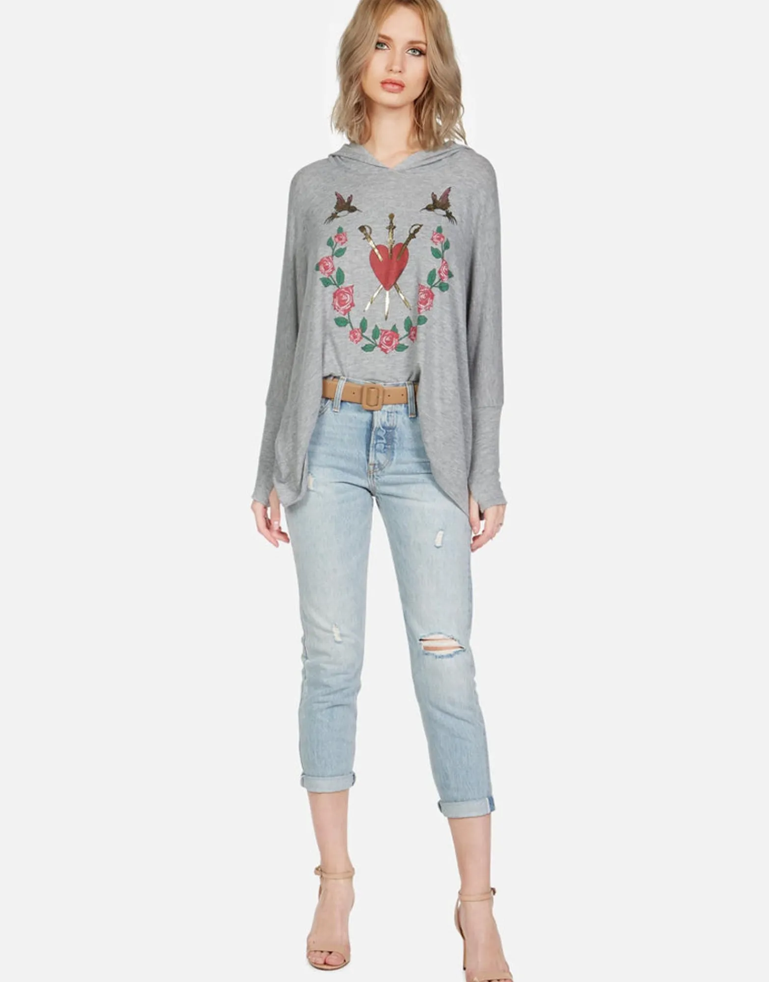 Sale Garden Of Love Oversized Pullover W/ Hood | Wilma By Women Hoodies