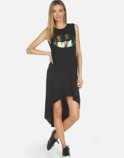 Sale Genevieve Rainbow Foil Lightning Lip Women Dresses
