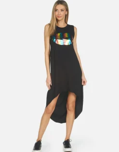 Sale Genevieve Rainbow Foil Lightning Lip Women Dresses