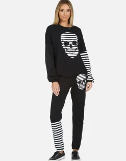 Cheap Gia Stripe Skull Women Long Sweatpants