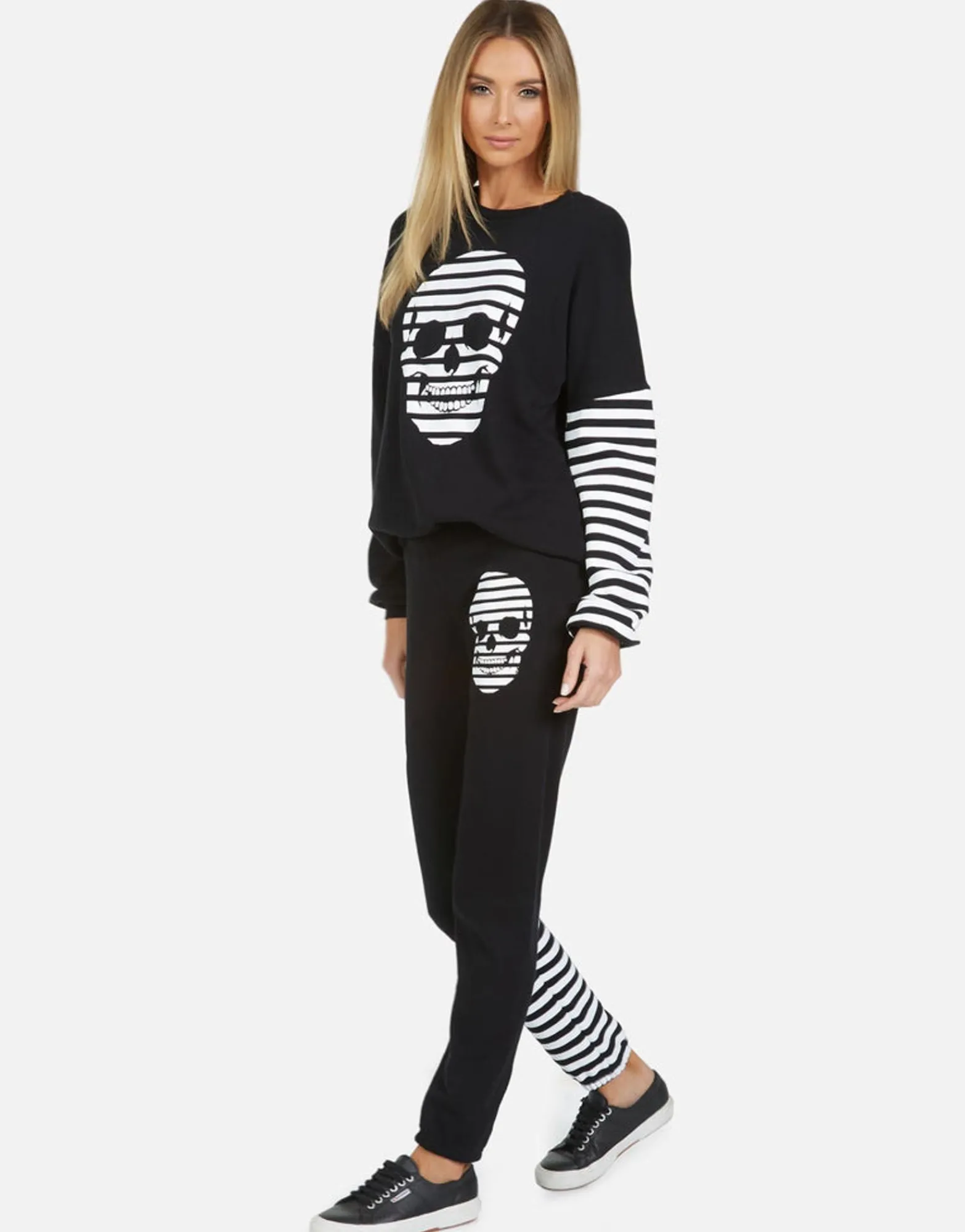 Cheap Gia Stripe Skull Women Long Sweatpants