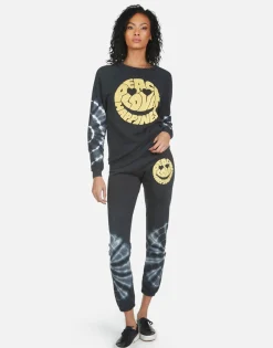 Store Gia Text Happy Face Women Long Sweatpants