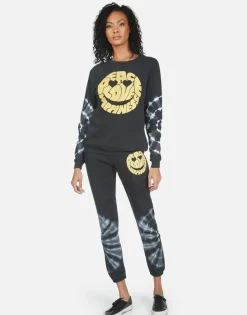 Store Gia Text Happy Face Women Long Sweatpants