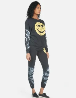 Store Gia Text Happy Face Women Long Sweatpants