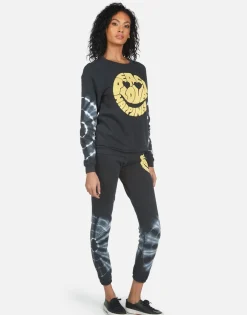 Store Gia Text Happy Face Women Long Sweatpants