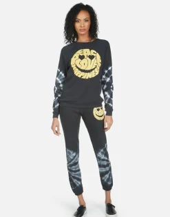 Store Gia Text Happy Face Women Long Sweatpants