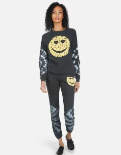 Store Gia Text Happy Face Women Long Sweatpants