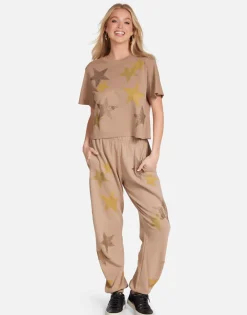 Sale Gold Crystal Multi Stars Boxy Crop Tee | Rue By Women Short Sleeve