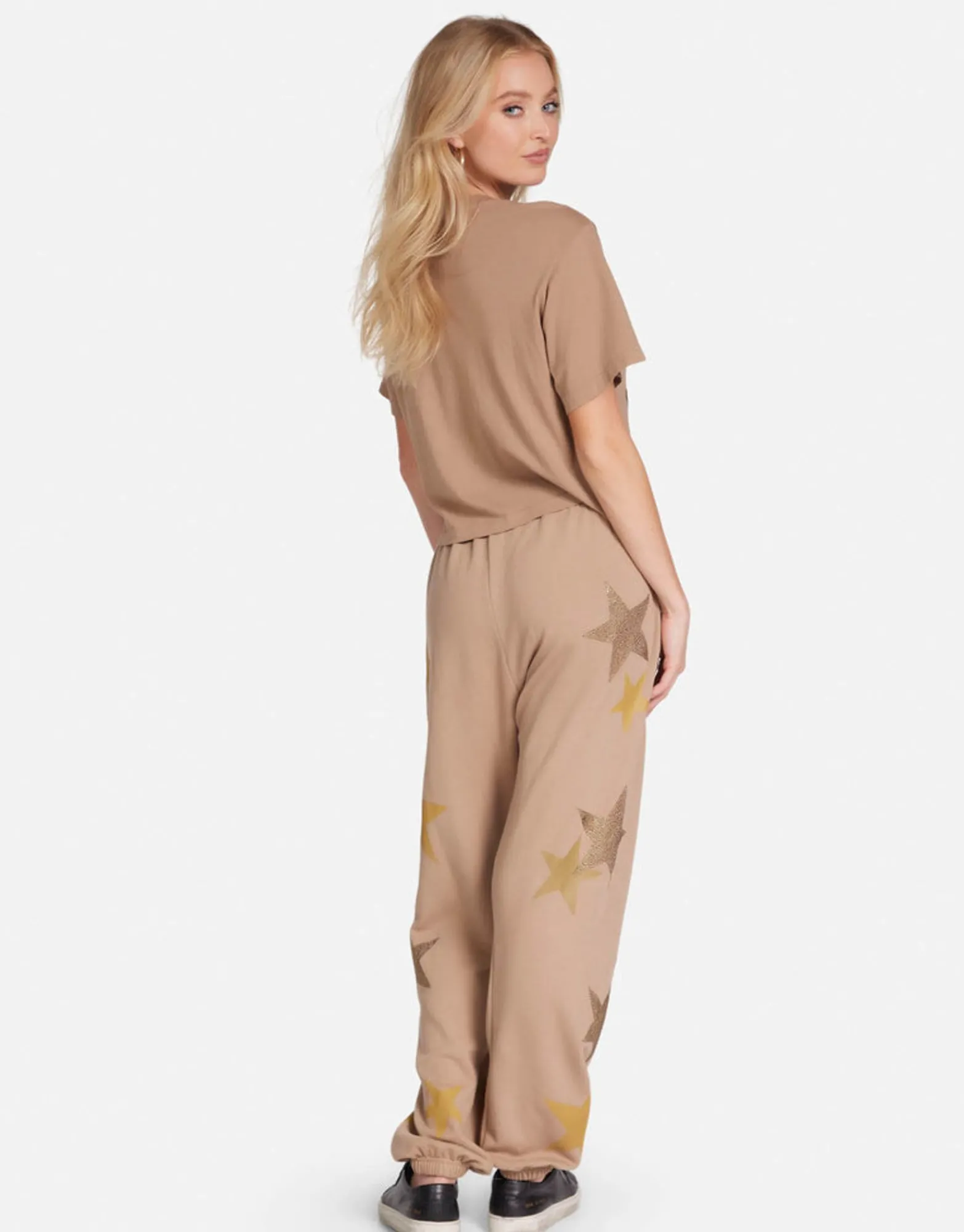 Sale Gold Crystal Multi Stars Boxy Crop Tee | Rue By Women Short Sleeve