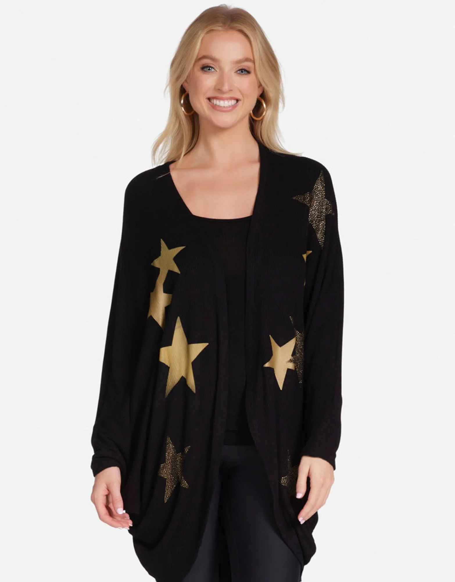 Cheap Gold Crystal Multi Stars Drape Cardigan | Isla By Women Sweaters & Knits