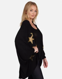 Cheap Gold Crystal Multi Stars Drape Cardigan | Isla By Women Sweaters & Knits