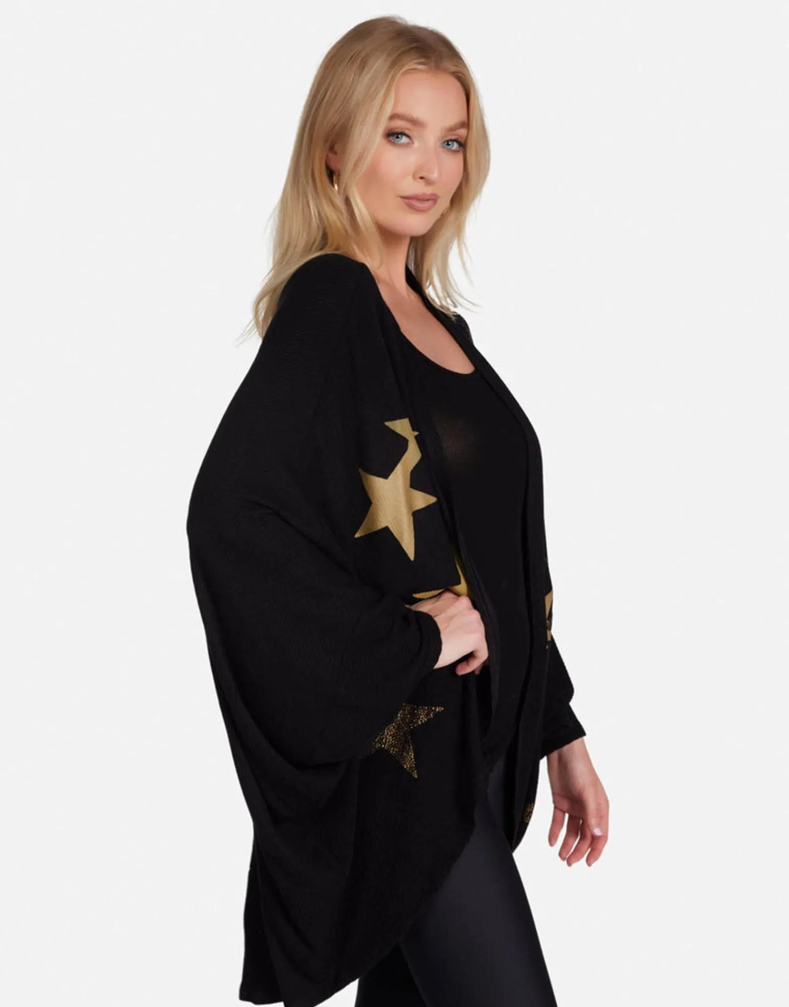 Cheap Gold Crystal Multi Stars Drape Cardigan | Isla By Women Sweaters & Knits