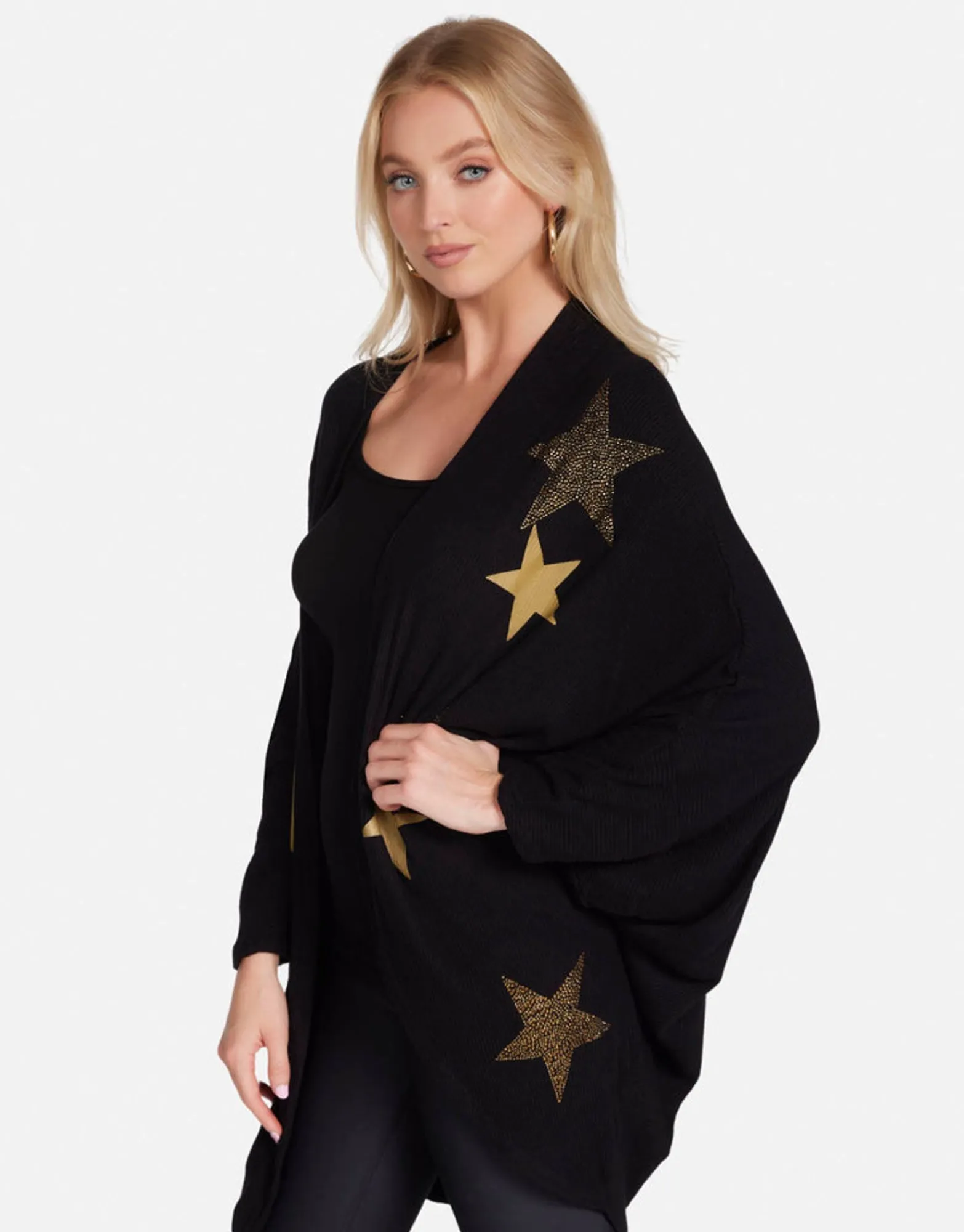 Cheap Gold Crystal Multi Stars Drape Cardigan | Isla By Women Sweaters & Knits