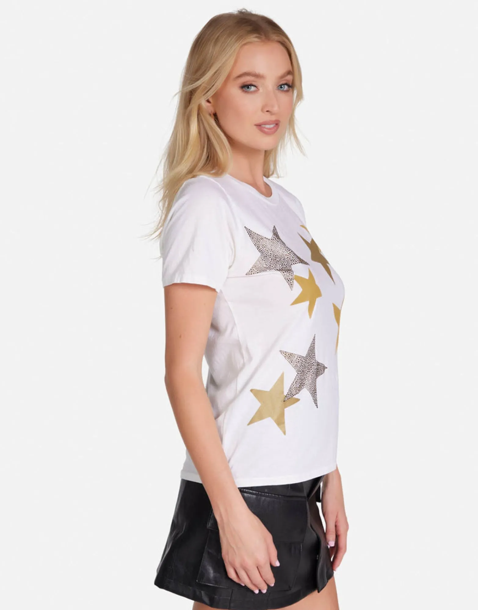 Shop Gold Crystal Multi Stars Vintage Tee In | Croft By Women Short Sleeve