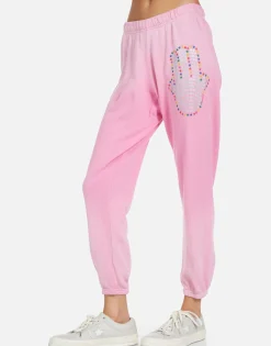 Best Hamsa Elements Pink Ombre Crop Sweatpant | Alana By Women Crop Sweatpants