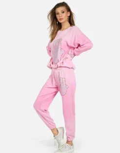 Best Hamsa Elements Pink Ombre Crop Sweatpant | Alana By Women Crop Sweatpants