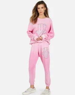 Best Hamsa Elements Pink Ombre Crop Sweatpant | Alana By Women Crop Sweatpants