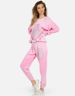 Best Hamsa Elements Pink Ombre Crop Sweatpant | Alana By Women Crop Sweatpants