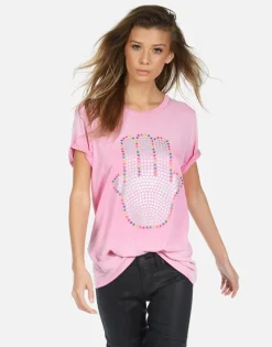 Fashion Hamsa Elements Pink Ombre Boyfriend Tee | Wolf By Women Short Sleeve