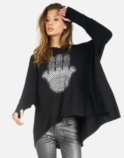 New Hamsa Elements Pullover Boyfriend Hoodie | Wilma By Women Hoodies