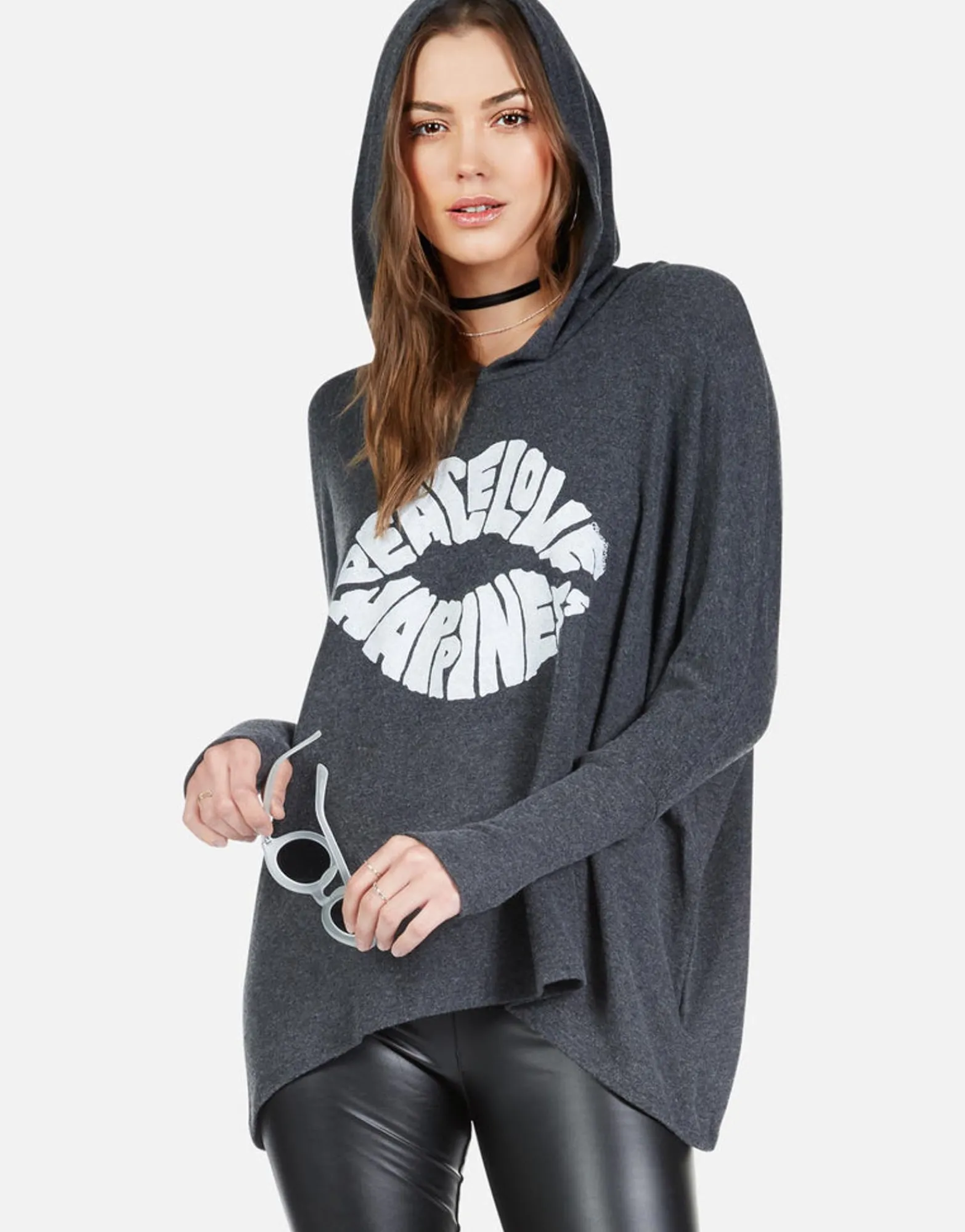Cheap Happiness Lip Oversized Pullover W/ Hood | Wilma By Women Hoodies