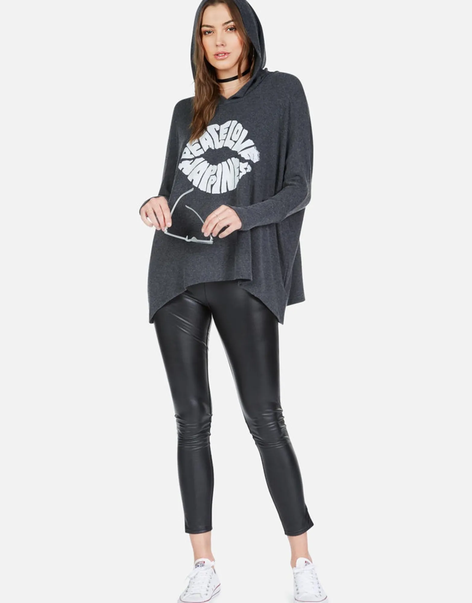 Cheap Happiness Lip Oversized Pullover W/ Hood | Wilma By Women Hoodies