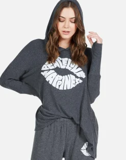 Cheap Happiness Lip Oversized Pullover W/ Hood | Wilma By Women Hoodies