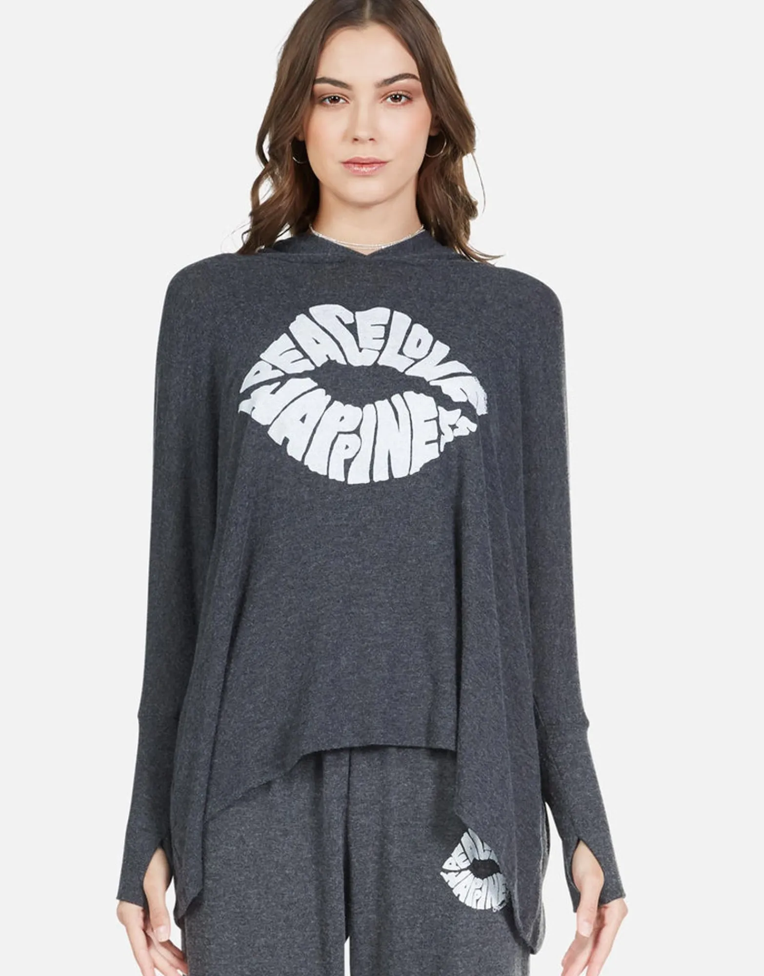 Cheap Happiness Lip Oversized Pullover W/ Hood | Wilma By Women Hoodies