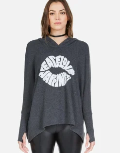 Cheap Happiness Lip Oversized Pullover W/ Hood | Wilma By Women Hoodies