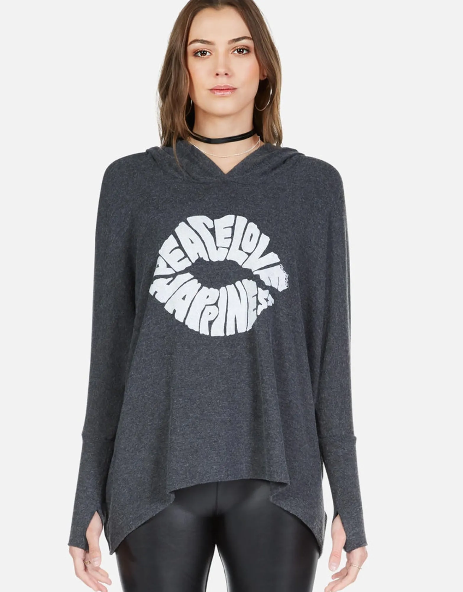 Cheap Happiness Lip Oversized Pullover W/ Hood | Wilma By Women Hoodies