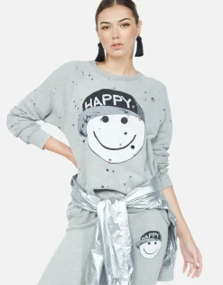 New Happy Hat Face Vintage Pullover | Darby By Women Long Sleeve