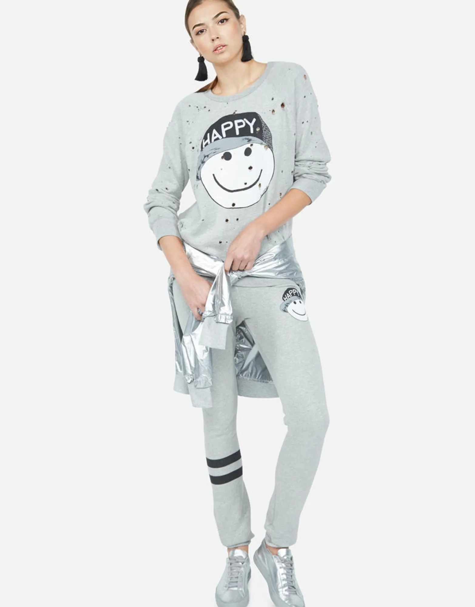 New Happy Hat Face Vintage Pullover | Darby By Women Long Sleeve