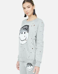 New Happy Hat Face Vintage Pullover | Darby By Women Long Sleeve