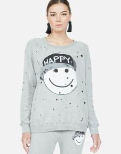 New Happy Hat Face Vintage Pullover | Darby By Women Long Sleeve