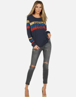 Clearance Happy Peace Love L/S Raglan Pullover | Everly By Women Long Sleeve