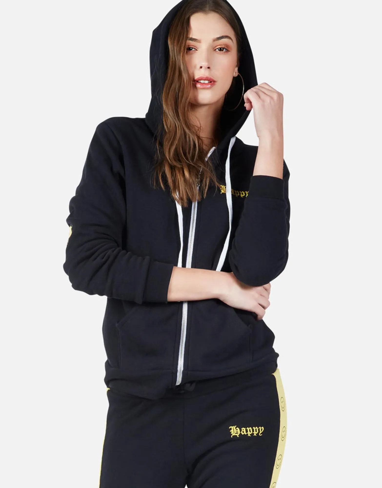 Shop Happy Smiley Zip Up Hoodie | Lennox By Women Hoodies