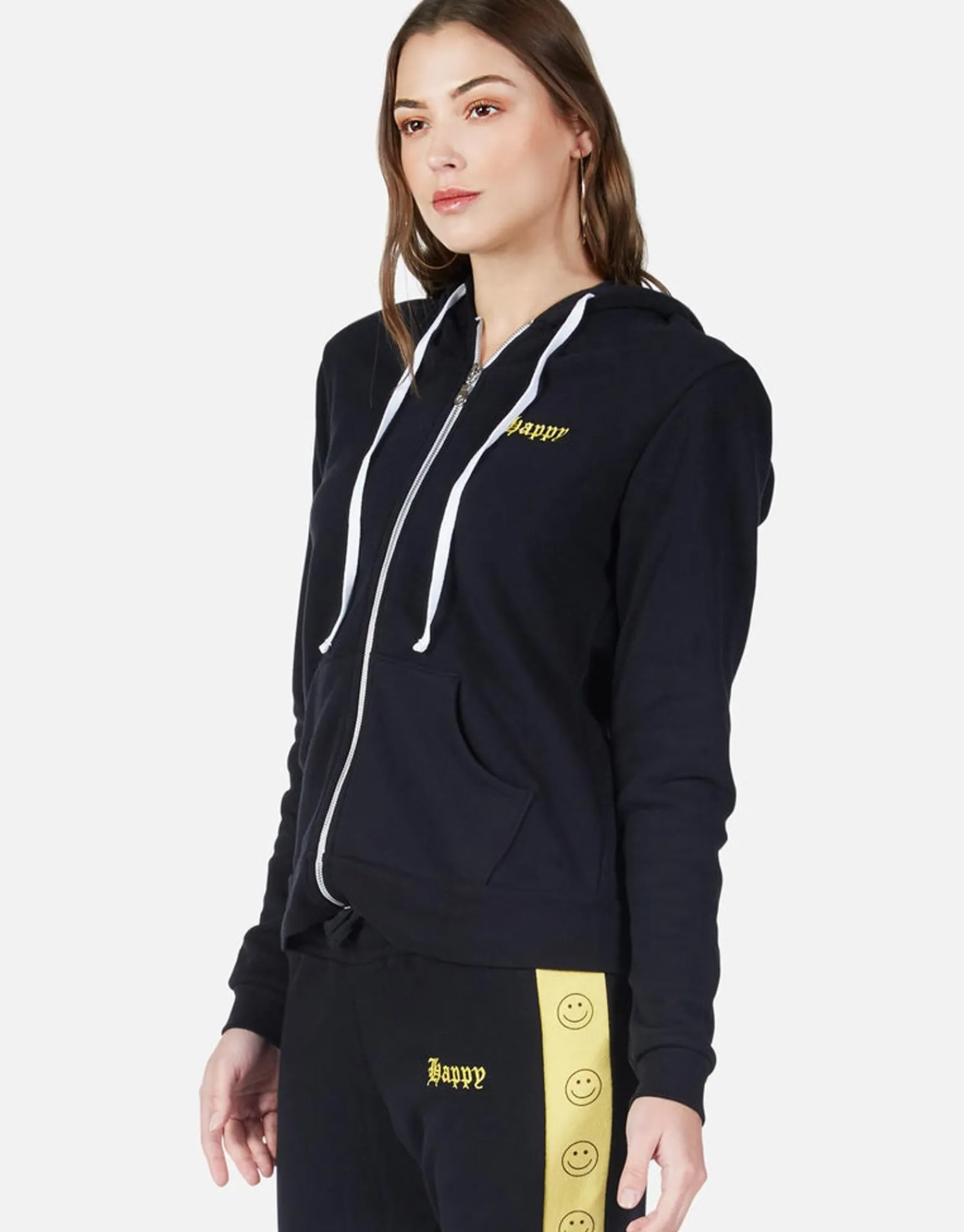 Shop Happy Smiley Zip Up Hoodie | Lennox By Women Hoodies