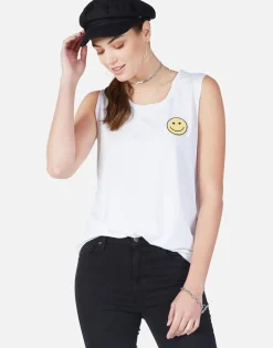 Discount Happyface Patch Scoop Neck Tank | Sibley By Women Tanks