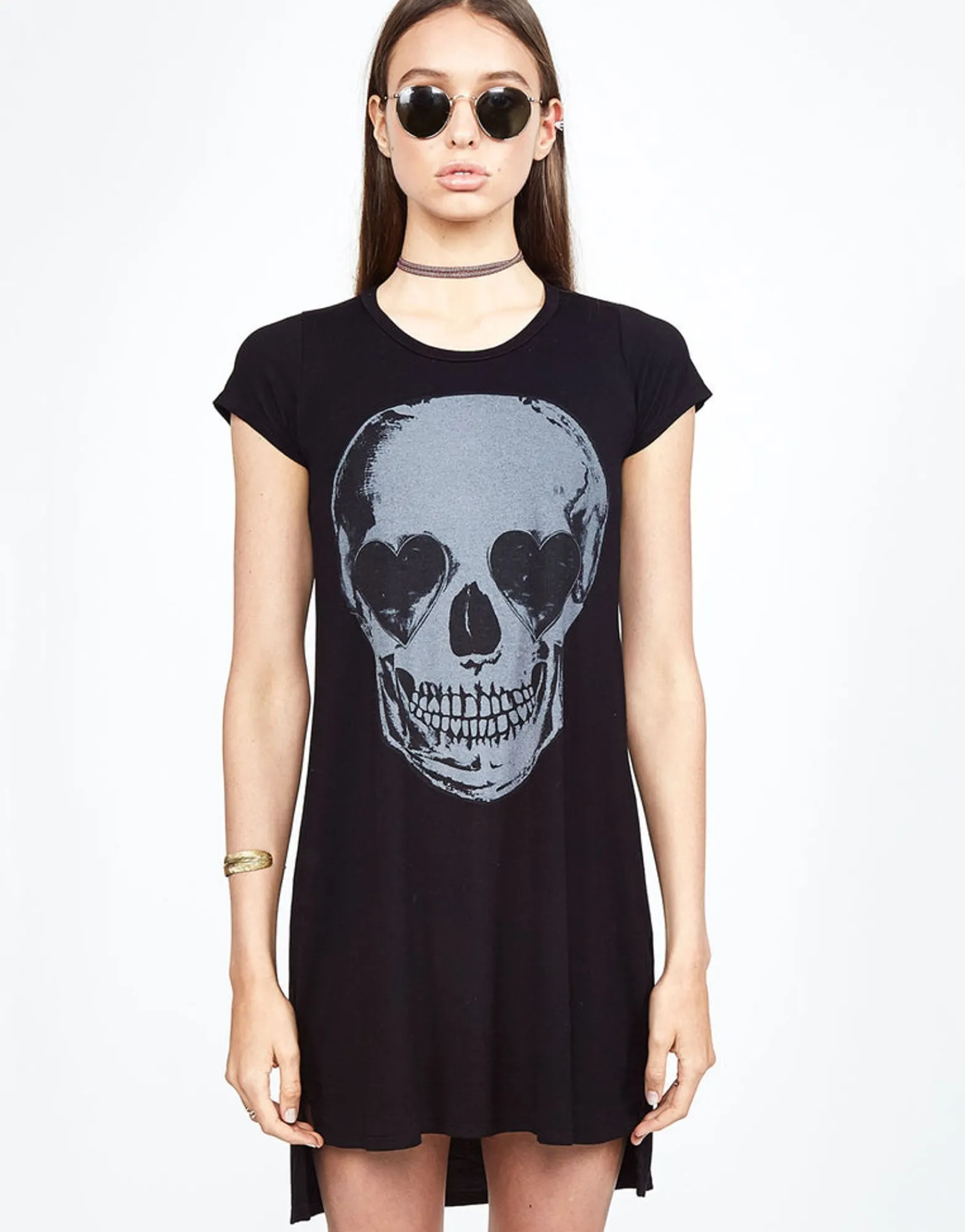 Store Heart Eye Skull S/S Dress W/ Side Slit | Mirabella By Women Dresses