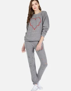 Online High Heel Heart Drop Shoulder Pullover | Flora By Women Long Sleeve