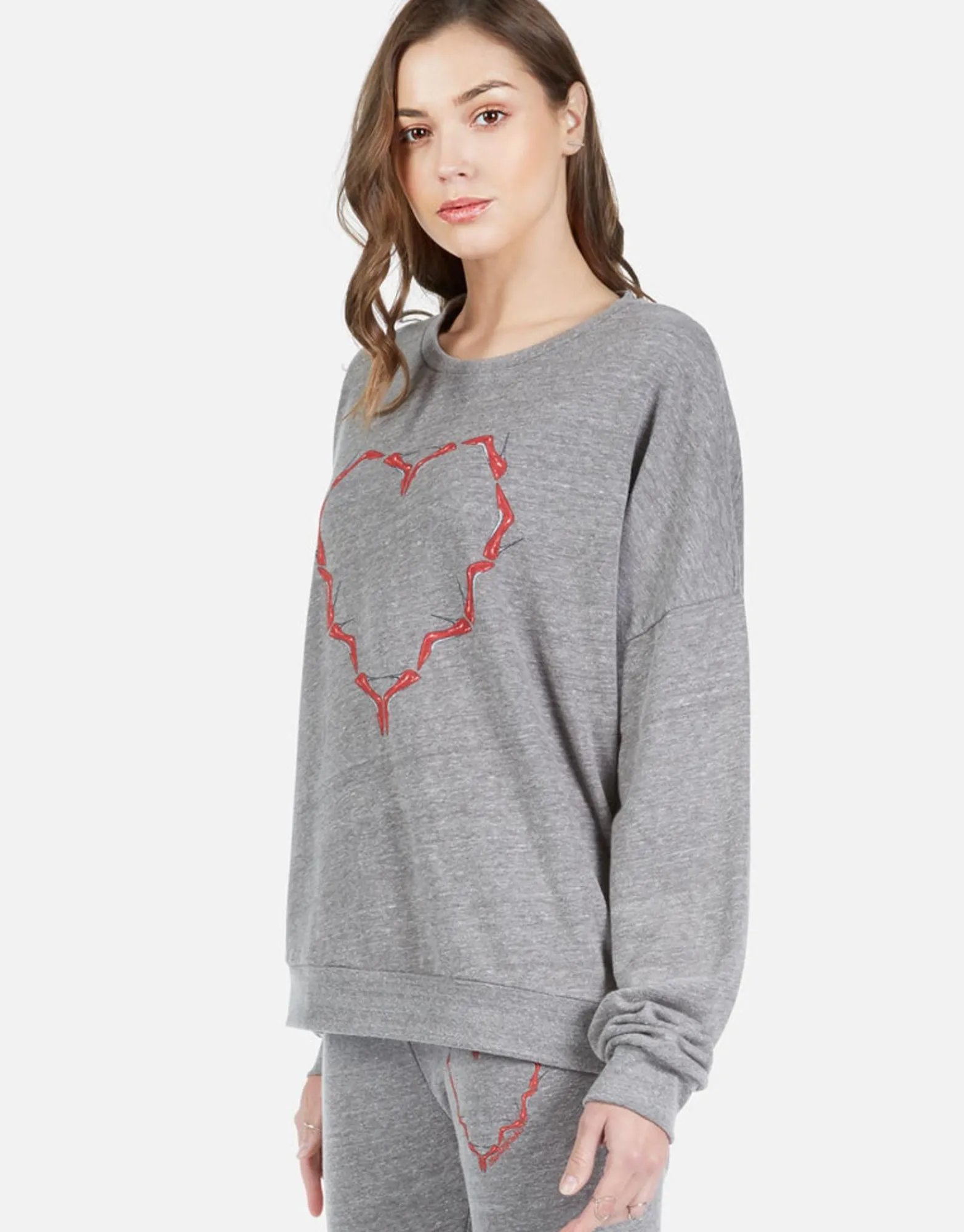 Online High Heel Heart Drop Shoulder Pullover | Flora By Women Long Sleeve