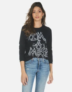 Fashion I'M A Mess L/S Raglan Pullover | Everly By Women Long Sleeve