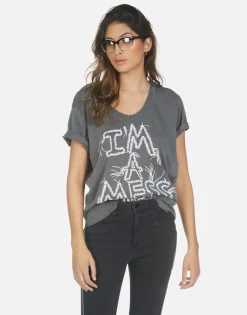 Hot I'M A Mess S/S V-Neck Tee | Elara By Women Short Sleeve