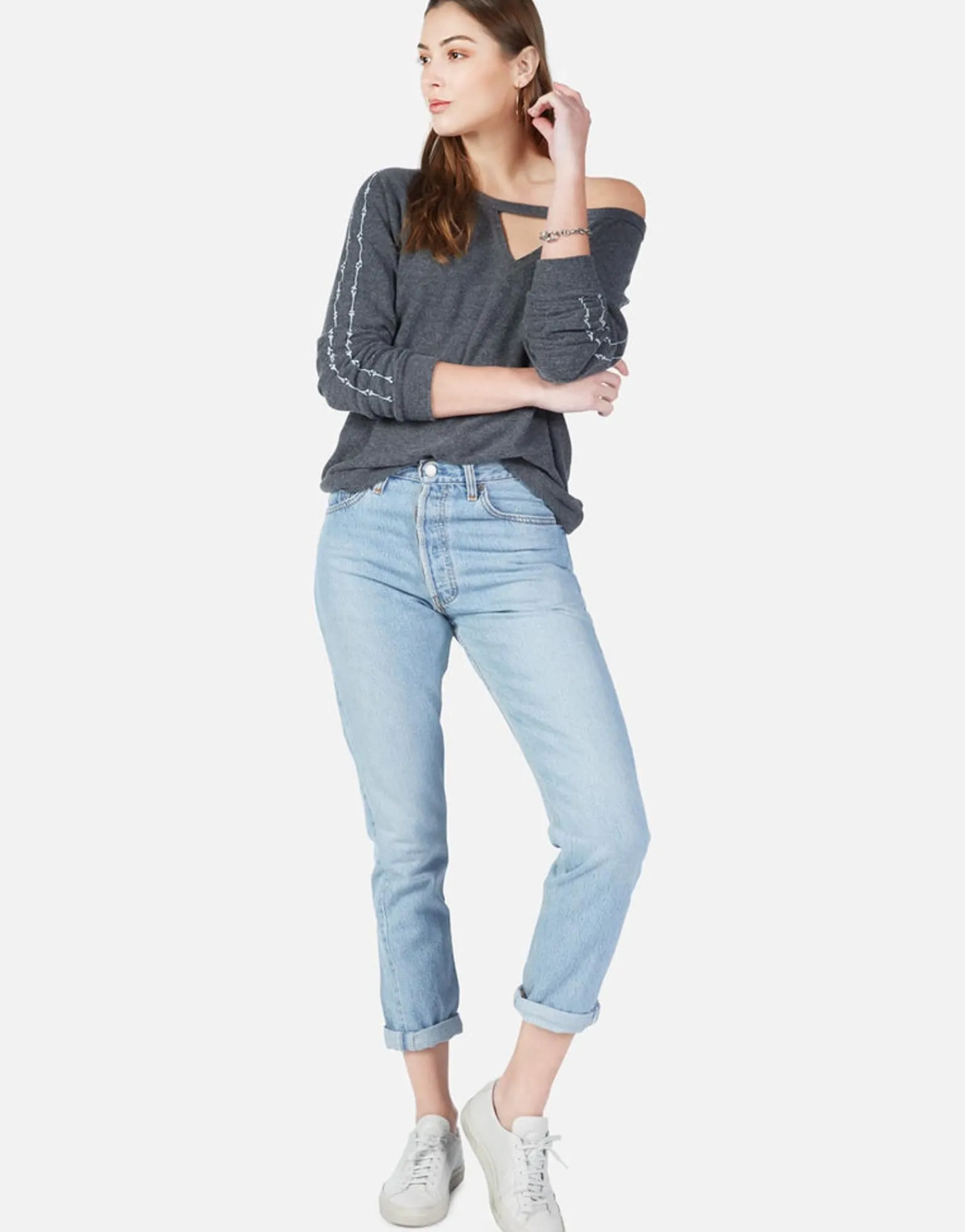 Cheap Inner Peace Bones L/S Pullover W/ Cut-Out | Zahara By Women Long Sleeve