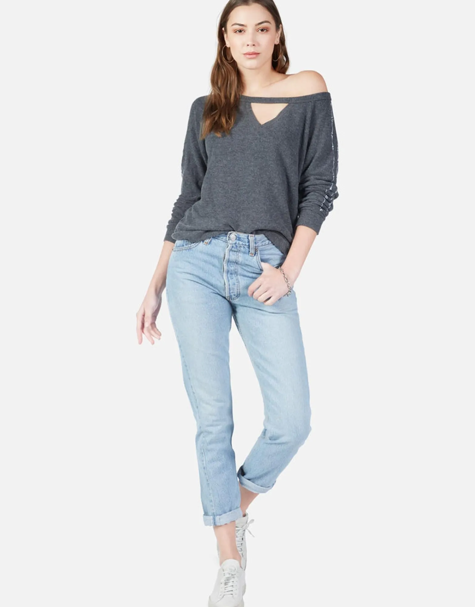 Cheap Inner Peace Bones L/S Pullover W/ Cut-Out | Zahara By Women Long Sleeve