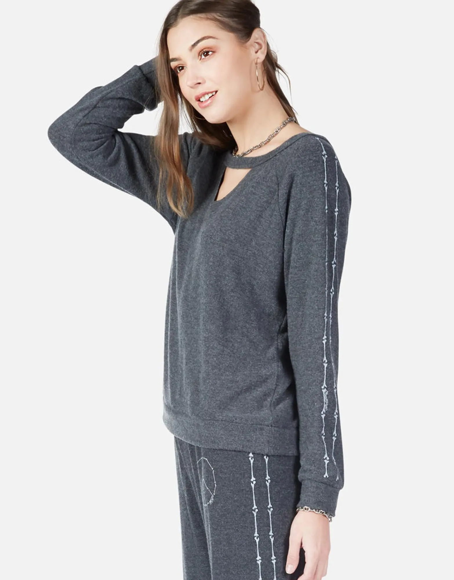 Cheap Inner Peace Bones L/S Pullover W/ Cut-Out | Zahara By Women Long Sleeve